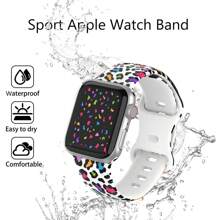 Printed Silicone Strap Compatible With Apple Watch Band 38mm 40mm 41mm 42mm 44mm 45mm 49mm For Women And Men, Replacement Wristband For Series 8 7 6 5 4 3 2 1 Se - Multicolor - View 3