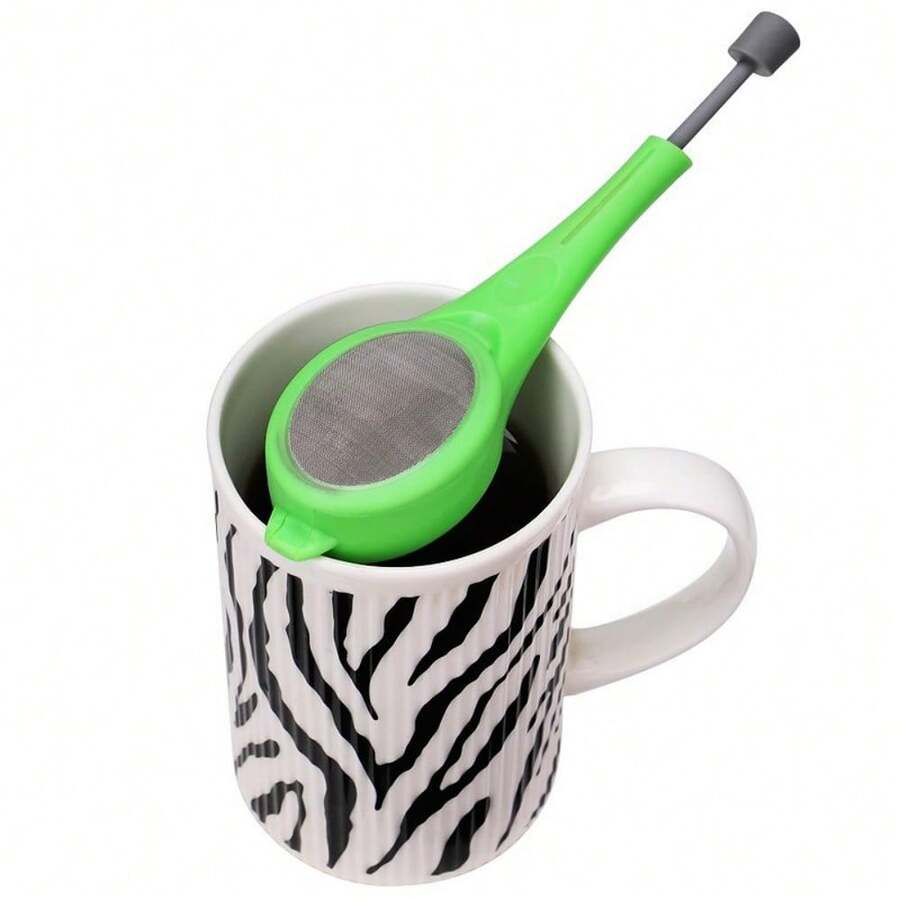 1pc Green Portable Mini Tea Filter, Travel Tea Infuser, Mini Tea Strainer, Tea Making Tool, Tea Accessory - Green - View 1