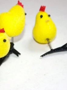 Pinzas para el pelo de pollito amarillo de dibujos animados, 2 piezas, perfectas para el hogar y para viajar - Amarillo - Ver 4