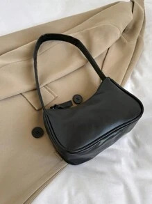 Màu thuần Túi đeo vai , Của phụ nữ Hợp thời Dây kéo Cái túi , Đơn giản Da giả Cái túi Có thể mang đi Đen Ví Ngày lễ Đối với phụ nữ Hợp thời - màu đen - Xem 4