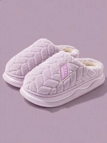女士封闭式室内拖鞋，厚实保暖防滑情侣家居拖鞋，适合冬季室内穿着 - 紫色 - 查看 1