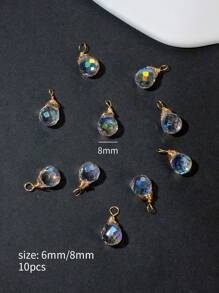 10Pcs Hand made copper wire  crystal teardrop Diy pendant for earrings necklace bracelet for women