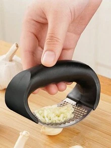 1入不銹鋼大蒜擠壓剁切器,手動大蒜研磨器片切工具 - 黑色 - 查看 4