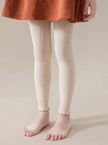 1 件女童春秋薄緊身褲兒童九分褲外套 - 卡其色 - 查看 1