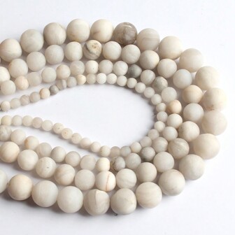 1 串天然石材啞光白色矽孔雀石寬鬆間隔珠適合珠寶製作 Diy 手鍊項鍊配件女式