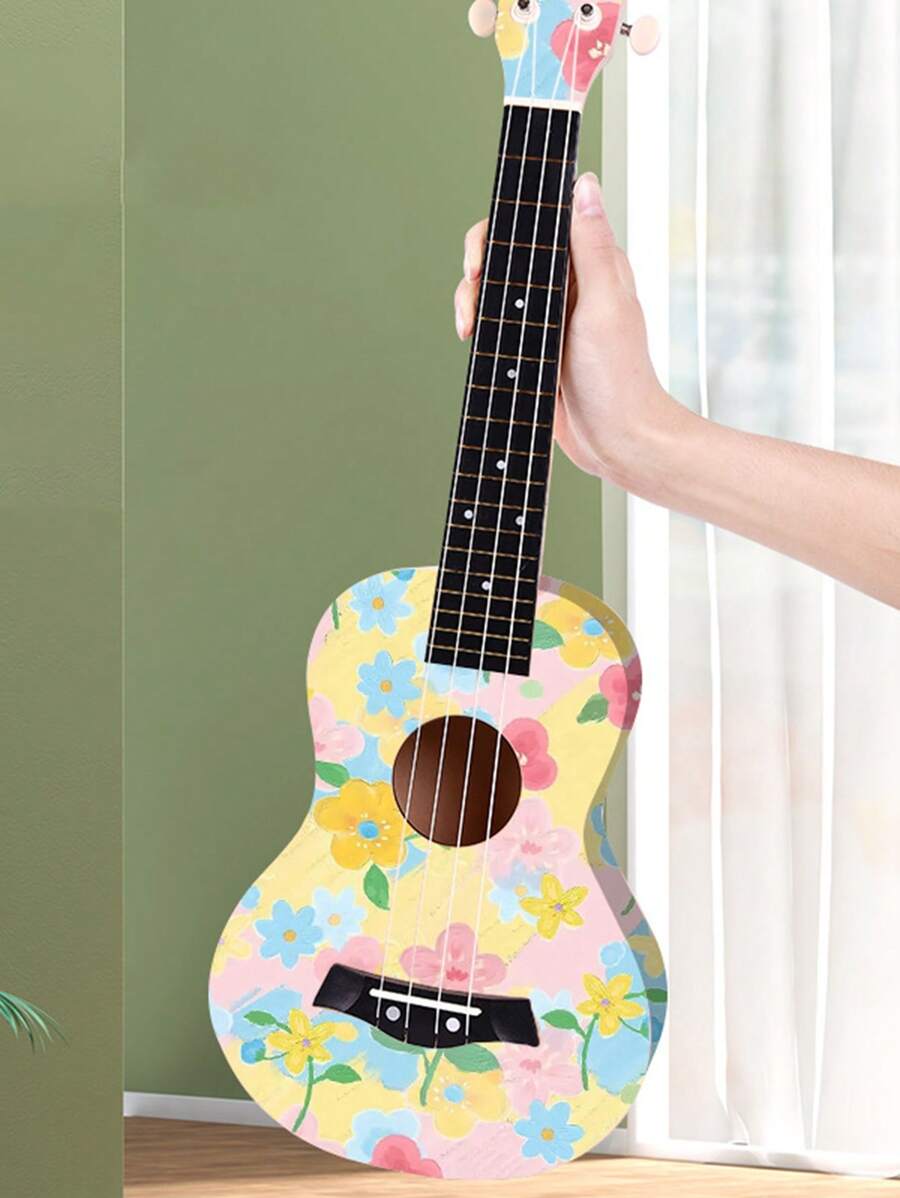 1set Hand Painted Ukulele Diy Creative Handmade Material Package Wooden Graffiti Guitar Instrument - Beige - View 1