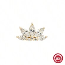 حبة واحدة من الأقراط بالدبوس المصنوعة من الفضة الإسترلينية 925، مربعة بزركون ماركيزي رائعة بنمط الزحاف للزفاف، والأذن مسطحة للنساء، نسيج يومي، حفل، خطوبة، عيد الحب