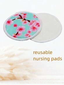 2 片可重複使用母乳喂養墊,再生布可水洗吸水重複使用竹哺乳墊 - 彩色 - 查看 2