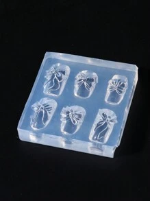 蝴蝶结雕刻模具，用于美甲装饰，时尚3D硅胶美甲配件，DIY美甲设计，美甲雕塑，亚克力美甲模具，浮雕美甲模板，硅胶美甲工具，美甲用品，美甲工具，美甲艺术工具，返校季，美甲，美甲工具，适用于按压式美甲 - 無色 - 查看 4