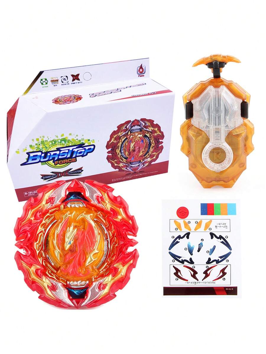 Bey Burst Set B-191 02 Prominence Phoenix Starter With String Launcher, Gyro Spinning Toy Fighting Game - Red - View 1