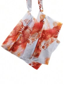 2個/套15*22.5cm+20*25cm兩種不同大小的波西米亞卡通印花防水可重複使用的濕袋,可用於嬰兒尿布和乳房泵零件帶有一個拉鍊口袋和手柄的尿布袋 - 彩色 - 查看 2