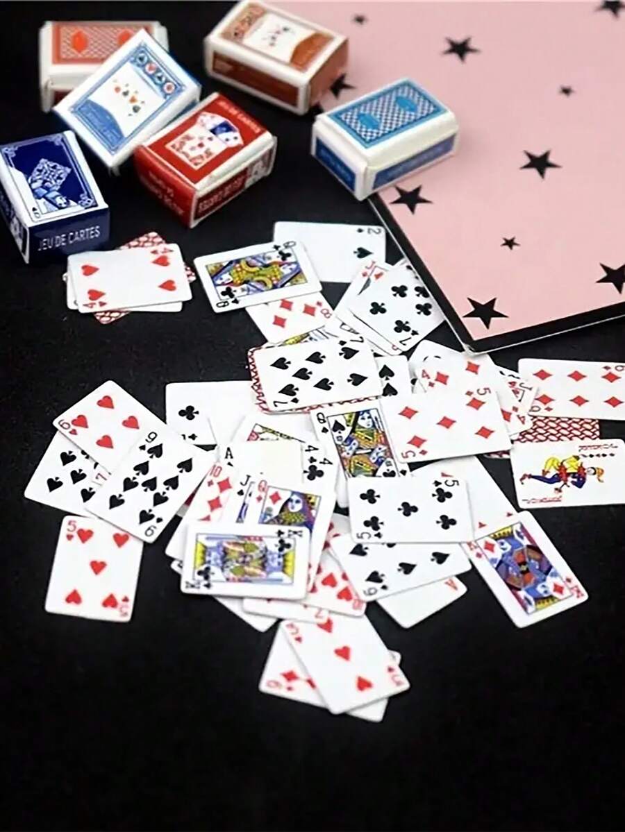 54 cái/bộ Màu sắc tùy ý Creative Mini Bài xì phé Với Nhiều loại Mô hình In Dễ thương Gói hàng Cho du lịch Và Bộ sưu tập - Nhiều màu - Xem 1