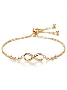 1pc Simple & Fashionable Geometric Infinite Loop Crystal Adjustable Charm Bracelet/eight Figure For Women