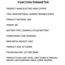 1 pieza Cortapelos recargable con batería de 1200mAh, indicador de batería, para cortar el cabello, afeitarse, cabeza afeitada, recortar el cabello, peinar el cabello, adecuado para cabello graso, portátil, para uso en el hogar, adultos y niños, 1082 gris