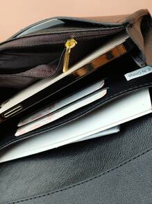 MINGYOU Elegant And Fashion Simple Preppy Style PU Double Wallet Sweet Cute Multi-Feature Check Card Holder Small And Easy To Carry Slim Portable Cash White-Collar Workers For Female College Work Business Commute Office For Anniversary For Couple For Birthday Gift On Valentine Day Gift Gift For Women Wallet Purse Wallet Long Wallet