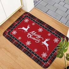 1 tấm thảm chùi chân có khung màu đỏ và đen theo chủ đề Giáng sinh, chất liệu không mùi họa tiết bông tuyết Giáng sinh vui vẻ, thảm chào mừng thấm hút chống trượt trong nhà, thảm trải sàn thoải mái cho phòng khách, phòng ngủ, nhà bếp, thích hợp để trang trí Giáng sinh - Nhiều màu - Xem 3
