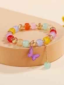 Pulsera con cuenta con accesorio de mariposa - Multicolor - Ver 4