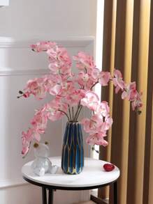 1支人工蘭花分支-戶外門廊diy花束和花瓶裝飾品,適用於家居客廳、電視機櫥、壁爐周圍 - 粉色 - 查看 10