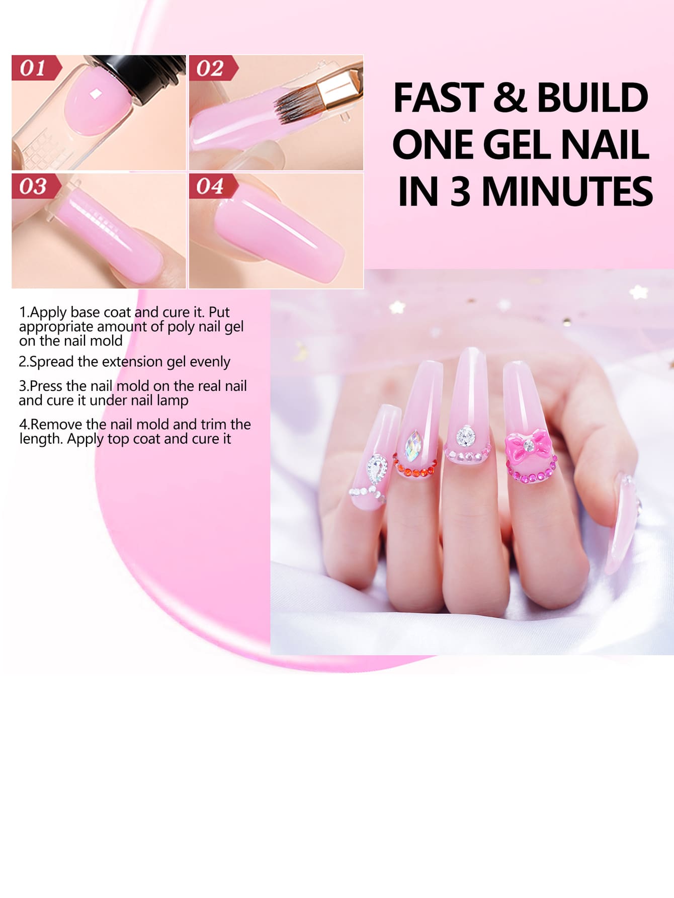Nail Extension Gel, 10 Colors Available, Poly Acrylic Gel Need Uv Light