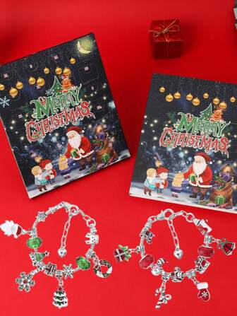 Christmas Countdown Calendar Advent Surprise DIY Bracelet Suit Jewelry Charm Accessories Christmas High Quality Gifts