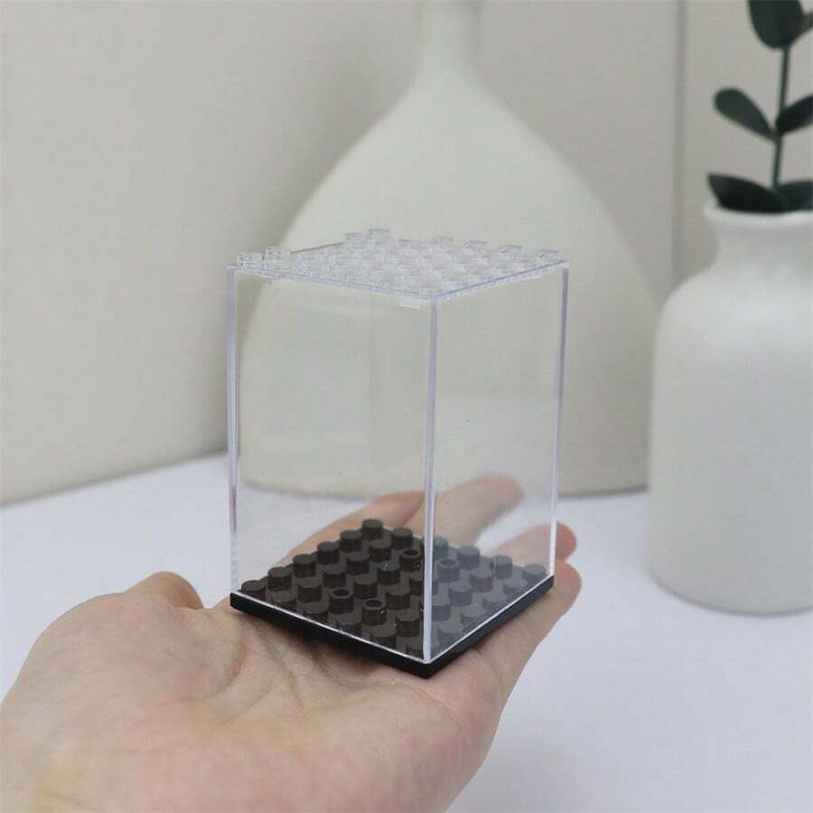 1入組亞克力積木收納容器DIY手工製作玩具人像模型透明展示盒 - 黑色 - 查看 1