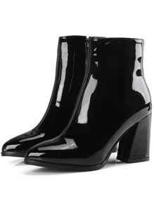 Fashionable Pointed Toe Boots With Chunky Heel