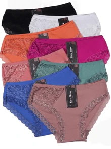 Paquete de 12 Piezas Braga Bikini Con Encaje Para Dama , Calzón de Encaje ( Se Envía en Colores Surtidos y Tallas Surtidas, Se Envía en Diseño al Azar y de Acuerdo a Disponibilidad ) - Multicolor - Ver 10