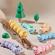 可愛上發條毛毛蟲玩具，彈簧上的卡通蟲子拖尾爬行和奔跑，幼兒教育玩具，黃色學校、學生、文具、學用品 - 黃色 - 查看 8