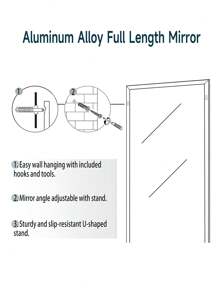 Christmas 71"X30" Full Length Mirror, Floor Length Mirror, Wall Mirror Full Body, Oversized Floor Mirror With Aluminum Alloy Frame For Hanging Or Leaning Against Wall, Full Body Mirror For Bedroom, Living Room, Cloakroom - Black, Best Gifts Mirror Wall Wall Decor Room Decor Mirror For Room Home Decor Bathroom Decor Living Room Decor Home Decor Gift For New Year - Gold - View 8