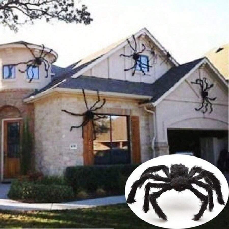 1pc 30/200cm Black Spider Halloween Decoration, Indoor & Outdoor Giant Prop - Black - View 1