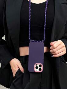 1 件 0.6 毫米厚挂绳粉色镜头环紫色双孔挂绳手机壳，TPU 材质，兼容 16/16 Pro/16 Pro Max/16 Plus/15/14/12/13/11，非常适合徒步旅行、户外、女性、朋友、礼物防水防震防摔防刮 - 彩色 - 查看 2