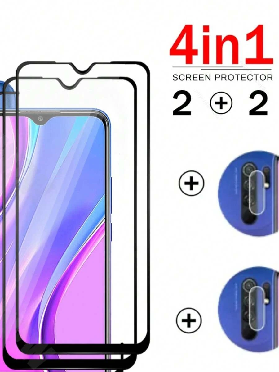 Protector 4 en 1 XMI REDMI 9 Micas Para Pantalla y Lente - Negro - Ver 1