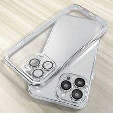 1入組鍍銀玻璃鏡片保護手機殼，半包設計，與 iPhone 兼容，與半硅膠軟殼兼容 - 銀色 - 查看 3