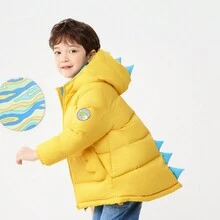 Balabala Khủng long cậu bé vá dây kéo chống gió nhiệt có mũ trùm đầu với thiết kế 3D - Màu vàng - Xem 6