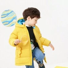 Balabala Khủng long cậu bé vá dây kéo chống gió nhiệt có mũ trùm đầu với thiết kế 3D - Màu vàng - Xem 4