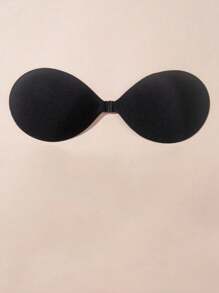 1pair Classic Round Cup Push Up Self-adhesive Sticky Bra In Black - Black - View 1