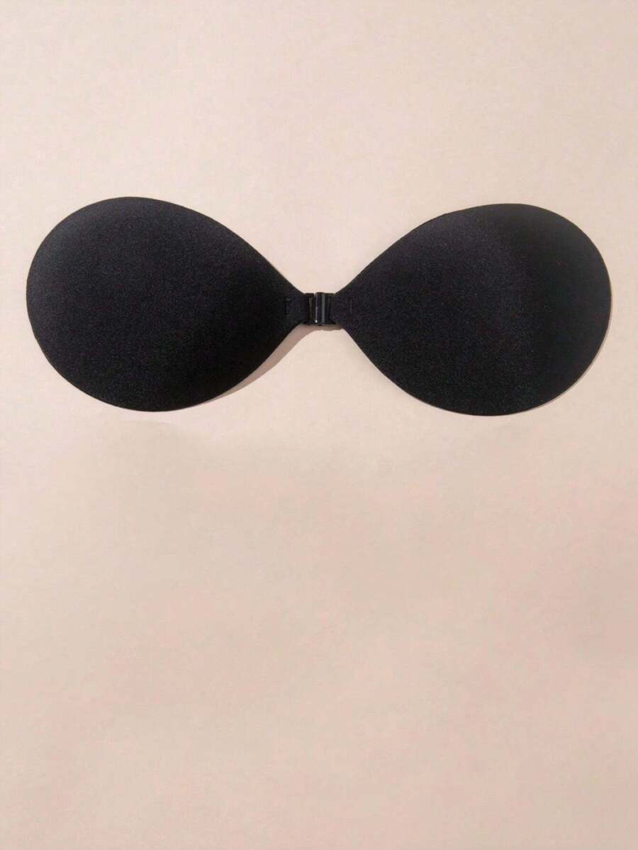 1pair Classic Round Cup Push Up Self-adhesive Sticky Bra In Black - Black - View 1