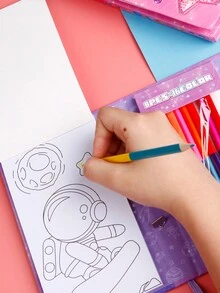 Portable Purple Star Cartoon Pattern Drawing Book Set - Multicolor - View 3