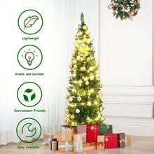 Lifezeal 5'/6'/7'/8' /9' PVC Artificial Pencil Christmas Tree Slim Green Christmas Decorations Home Christmas Gifts Christmas Decor - Green - View 5