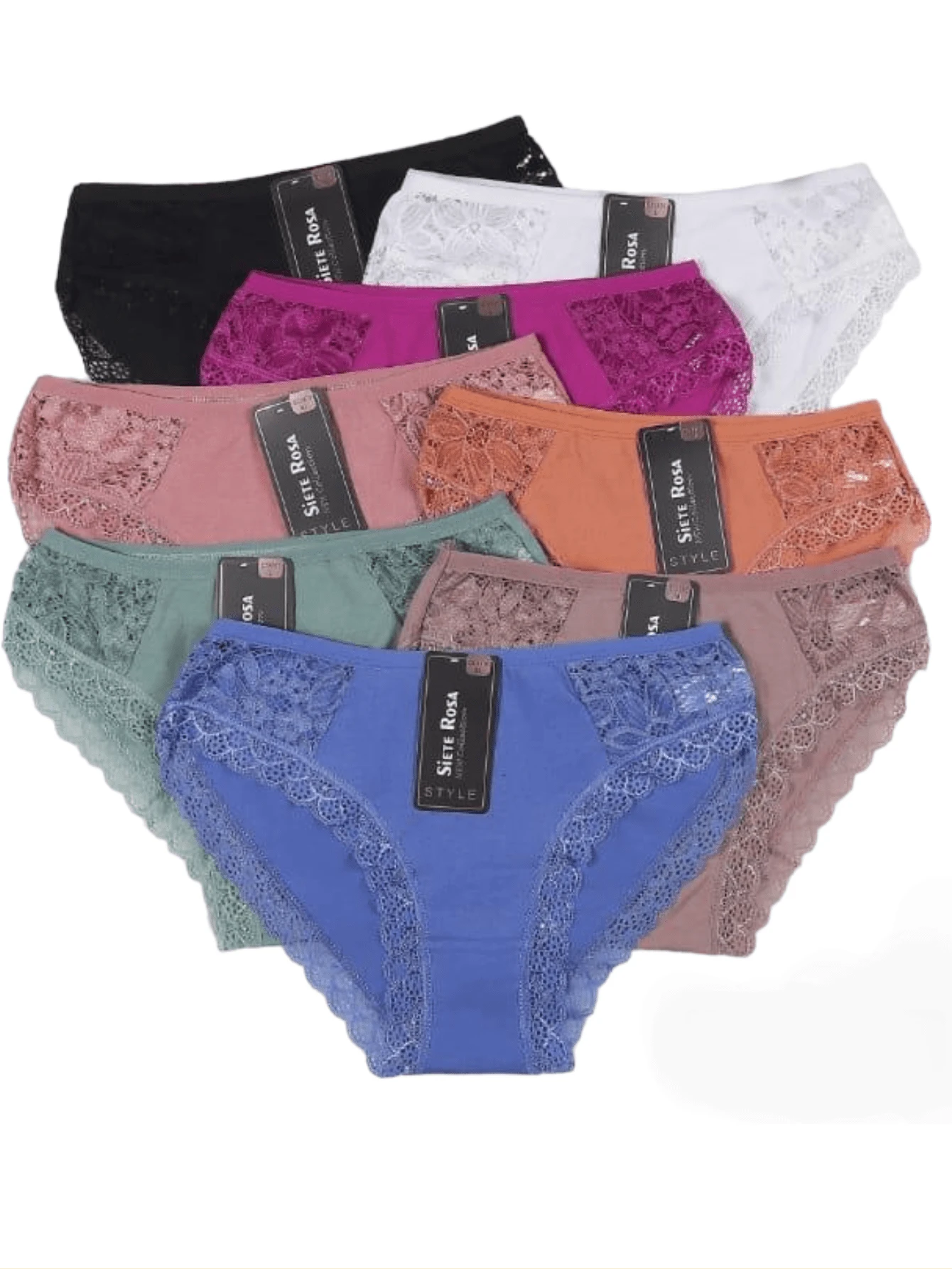 Paquete de 12 Piezas Braga Bikini Con Encaje Para Dama , Calzón de Encaje ( Se Envía en Colores Surtidos y Tallas Surtidas, Se Envía en Diseño al Azar y de Acuerdo a Disponibilidad ) - Multicolor - Ver 1