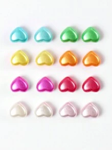 100pcs Fashionable Faux Pearl Heart Shaped Beads For Diy Bracelet, Necklace, Earring, Keychain, And Other Jewelry Making Valentines - Pink - View 1