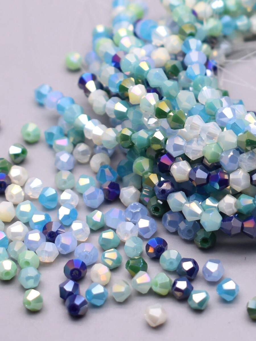 200pcs 4mm Blue Mixed Color Loose Beads - Multicolor - View 1