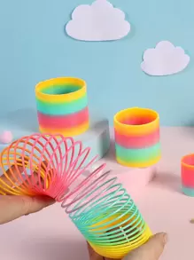 1 pieza Juguete de resorte elástico arcoíris de color aleatorio para entrenamiento de inteligencia, círculo mágico de plástico en espiral, juguetes para niñas>juguetes anti-estrés, juguetes educativos para niños, pequeños regalos para niños