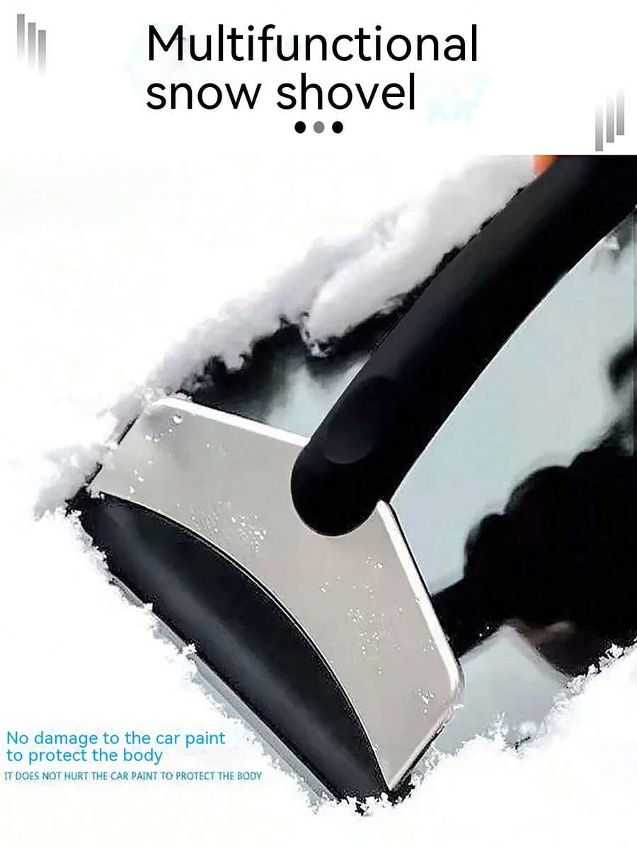 帶玻璃刮刀的不銹鋼雪鏟,適用於汽車除雪 - 黑色 - 查看 1