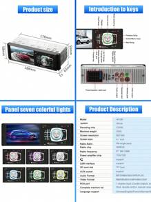 4 Inch 1 Din HD Screen Car MP5 Multimedia Player, Universal auto Stereo Radio FM USB TFT AUX With car Rear view Reverse Camera - Black - View 4