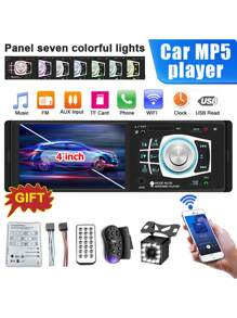 4 Inch 1 Din HD Screen Car MP5 Multimedia Player, Universal auto Stereo Radio FM USB TFT AUX With car Rear view Reverse Camera - Black - View 1