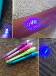 7 支/14 支多色荧光荧光笔、UV 隐形荧光笔、LED UV 灯笔、检查笔、创意 UV 魔术墨水笔、电池供电（含电池） - 彩色 - 查看 4