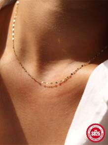 1条925银项链，45厘米/40厘米，时尚简约，金银双色，适合女性婚礼、订婚派对等场合，精美珠宝礼品。