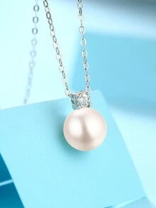 1 件 925 純銀和淡水珍珠吊墜項鍊,美麗的派對裝飾,情侶首飾,情人節,求婚,訂婚,結婚紀念日,生日禮物