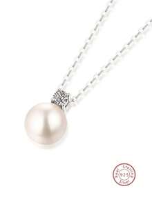 1 件 925 純銀和淡水珍珠吊墜項鍊,美麗的派對裝飾,情侶首飾,情人節,求婚,訂婚,結婚紀念日,生日禮物